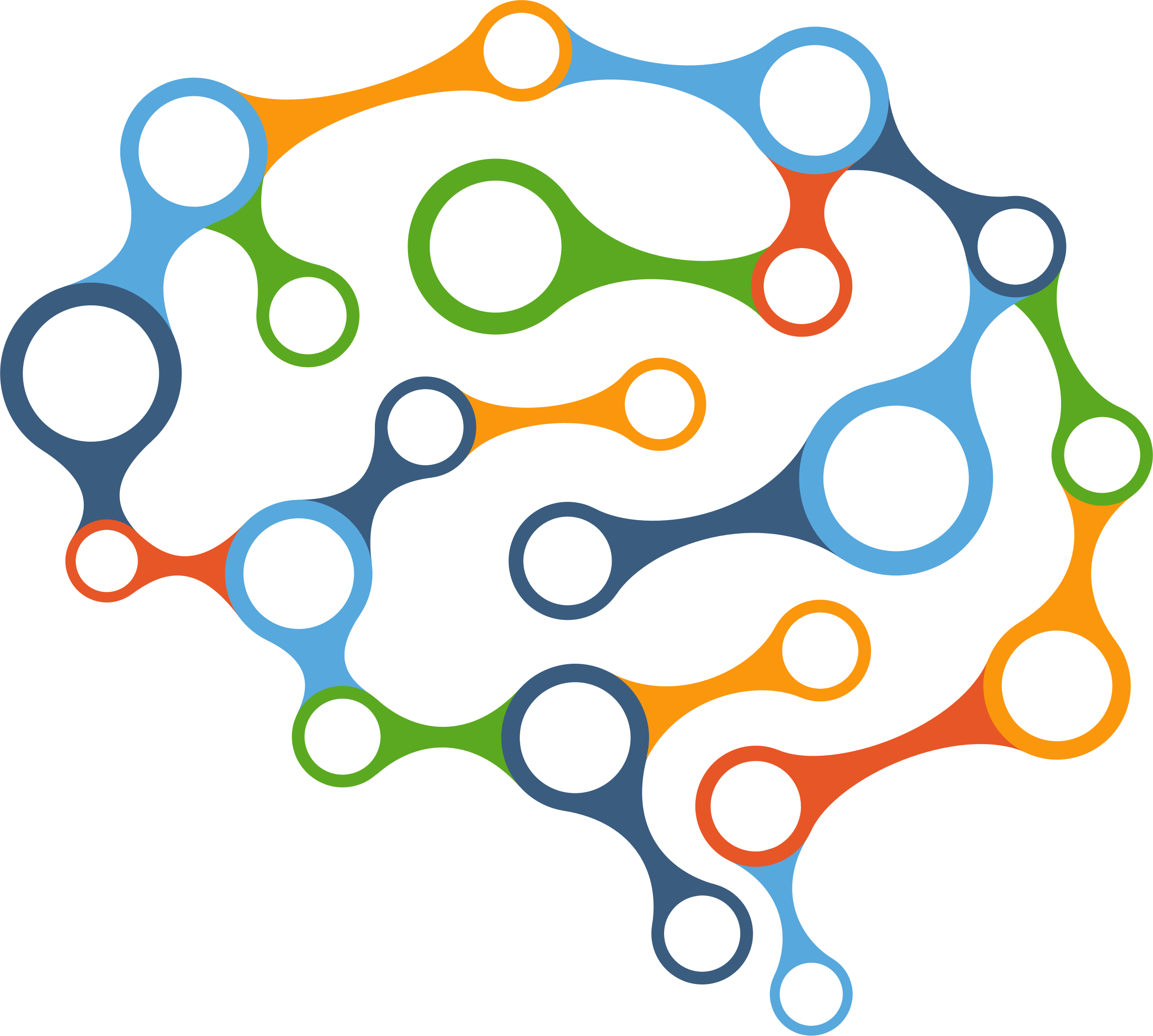 Stylized brain formed from connected beads
